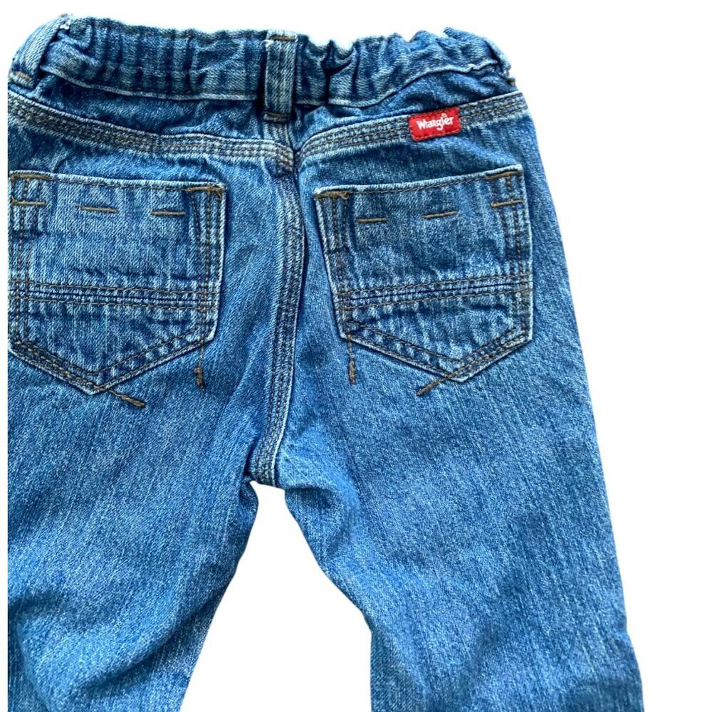 Wrangler Toddler Boy's Denim Jeans with Skateboard Patches 4T Elastic Waist - Picture 5 of 6